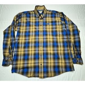Cinch Men’s Blue Tan Plaid Button Down Long Sleeve Button Up Shirt - Size S*